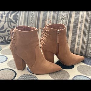 Tan bootie heels